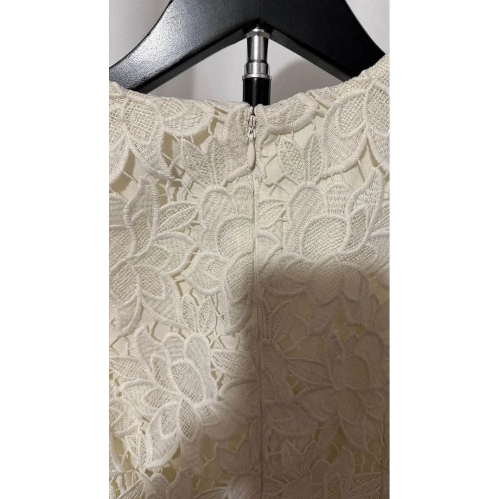 Ann Taylor Cream Floral Lace V-Neck Sleeveless Midi Dress Size 2 NWT